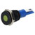R-TECH 656977 Panel Indicator 10mm Flat 12V Yel Black Plated Brass