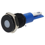 R-TECH 656979 Panel Indicator 10mm Flat 12V Whi Black Plated Brass