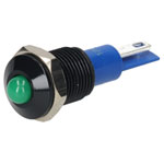 R-TECH 656981 Panel Indicator 10mm Domed 12V Grn Black Plated Brass