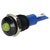 R-TECH 656982 Panel Indicator 10mm Domed 12V Yel Black Plated Brass