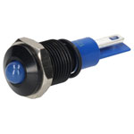 R-TECH 656983 Panel Indicator 10mm Domed 12V Blu Black Plated Brass