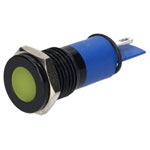 R-TECH 656987 Panel Indicator 12mm Flat 12V Yel Black Plated Brass