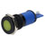 R-TECH 656987 Panel Indicator 12mm Flat 12V Yel Black Plated Brass