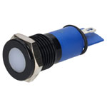 R-TECH 656989 Panel Indicator 12mm Flat 12V Whi Black Plated Brass