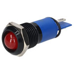 R-TECH 656990 Panel Indicator 12mm Domed 12V Red Black Plated Brass