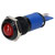 R-TECH 656990 Panel Indicator 12mm Domed 12V Red Black Plated Brass