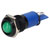 R-TECH 656991 Panel Indicator 12mm Domed 12V Grn Black Plated Brass