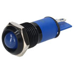 R-TECH 656993 Panel Indicator 12mm Domed 12V Blu Black Plated Brass