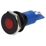 R-TECH 656995 Panel Indicator 14mm Flat 12V Red Black Plated Brass