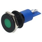 R-TECH 656996 Panel Indicator 14mm Flat 12V Grn Black Plated Brass