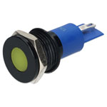 R-TECH 656997 Panel Indicator 14mm Flat 12V Yel Black Plated Brass