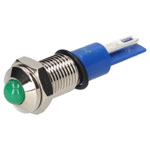 R-TECH 657031 Panel Indicator 8mm Domed 24V Grn Nickel Brass