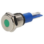 R-TECH 657036 Panel Indicator 10mm Flat 24V Grn Nickel Brass