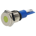 R-TECH 657037 Panel Indicator 10mm Flat 24V Yel Nickel Brass