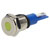 R-TECH 657037 Panel Indicator 10mm Flat 24V Yel Nickel Brass