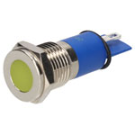 R-TECH 657047 Panel Indicator 12mm Flat 24V Yel Nickel Brass