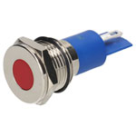 R-TECH 657055 Panel Indicator 14mm Flat 24V Red Nickel Brass
