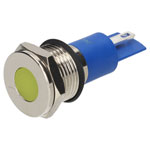 R-TECH 657057 Panel Indicator 14mm Flat 24V Yel Nickel Brass