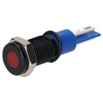 R-TECH 657085 Panel Indicator 8mm Flat 24V Red Black Plated Brass