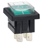 Bulgin C1353ALGNE DPST Illuminated Green Panel Mount Rocker Switch