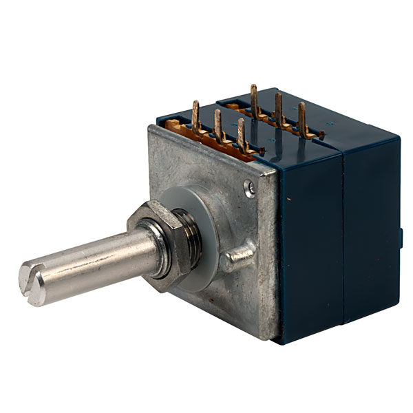 ALPS RK27112 50K Ohm Dual Potentiometer With Center Detent - Linear Taper, PCB Mount, Japan