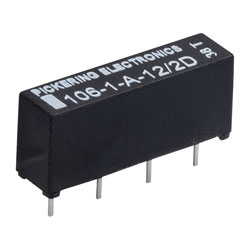 Pickering 106-1-A-12/2D 1 Form A (SPST) 12 Volt coil Single-in-Line Reed Relay