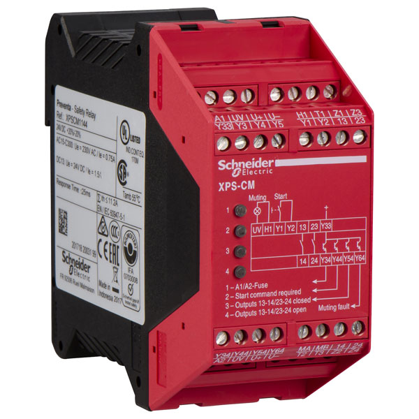 Schneider XPSCM1144 DPST-NO 24VDC Safety Relay | Rapid Online