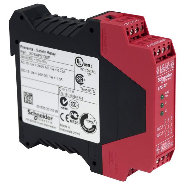 Schneider XPSAF5130P 3PST-NO 24VDC E-Stop Safety Relay | Rapid Online