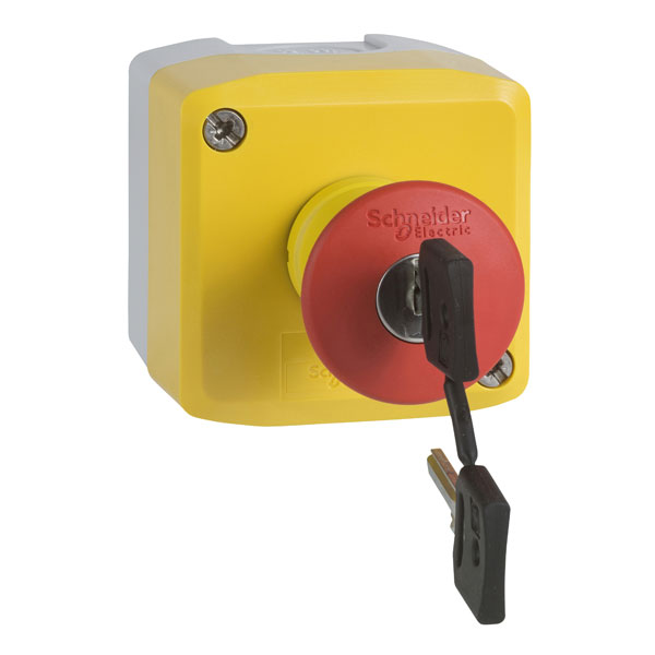 Schneider XALK188G 1NO/2NC Red Mushroom Key Release E-Stop Switch ...