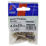 ForgeFix FPKMPS420Y Multi-Purpose Pozi Screw CSK ST ZYP 4.0 x 20mm ForgePack 30