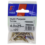 ForgeFix FPKMPS425Y Multi-Purpose Pozi Screw CSK ST ZYP 4.0 x 25mm ForgePack 20