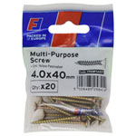 ForgeFix FPKMPS440Y Multi-Purpose Pozi Screw CSK ST ZYP 4.0 x 40mm ForgePack 20
