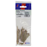 ForgeFix FPKMPS460Y Multi-Purpose Pozi Screw CSK ST ZYP 4.0 x 60mm ForgePack 20