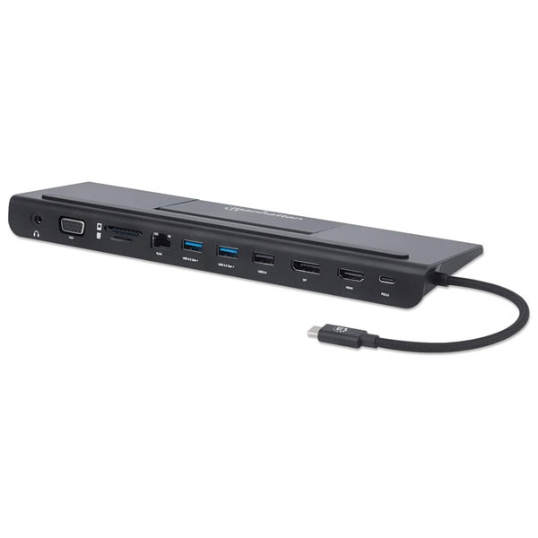 Manhattan 153478 USB-C Dock/Hub with Card Reader and MST, Ports (x...