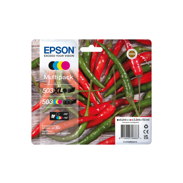 Epson 503XL/503 Ink Cartridge Multipack Chilli Xl Black /Standard Cmy - Image 12
