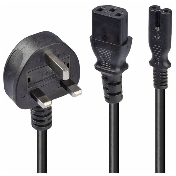 Lindy 30426 2.5m UK 3 Pin Plug to IEC C13 and IEC C7 Splitter Exte...