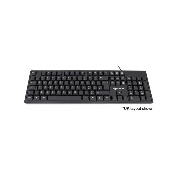 Manhattan 179324-UK Keyboard UK USB Wired, Standard Qwerty layout,...
