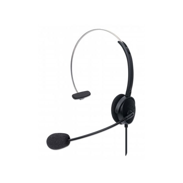 Manhattan 180498 Mono On-Ear Headset (USB), Microphone Boom (padde...