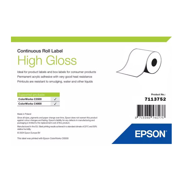 Epson 7113752 High Gloss Label, Continuous Roll, 51mm x 33m