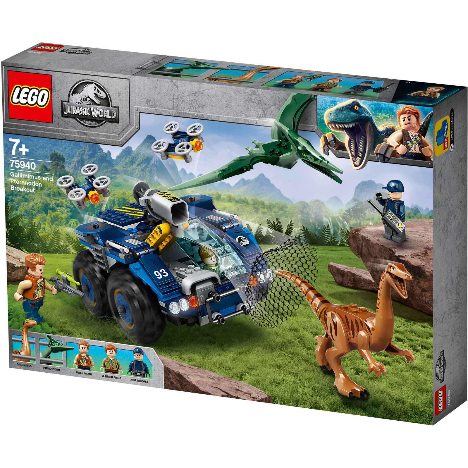 LEGO Jurassic World 75940 Building Set with Gallimimus and Pteranodon  Figures