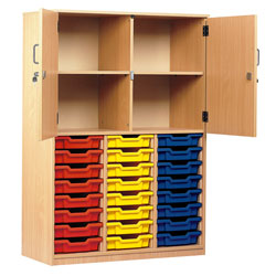 Monarch 24 Shallow Tray Storage Cupboard with Half Lockable Doors