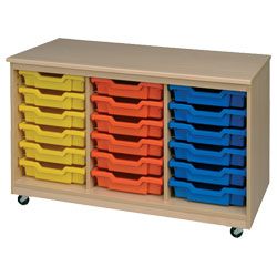 Proform Europe Classroom Mobile Storage Unit with 18 Assorted Colour Trays