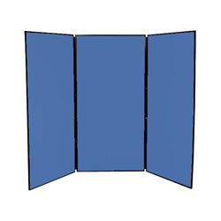 3 Panel Folding Jumbo Display Stand Frame Black Fabric Blue