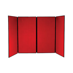 4 Panel Folding Jumbo Display Stand Frame Black Fabric Red