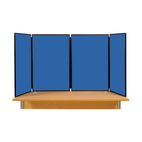 4 Panel Maxi Desk Top Display Stand Frame Black Fabric Blue Rapid Online