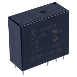 Hongfa HF140FF/005-2ZTF PCB Relay 5VDC DPDT 10A