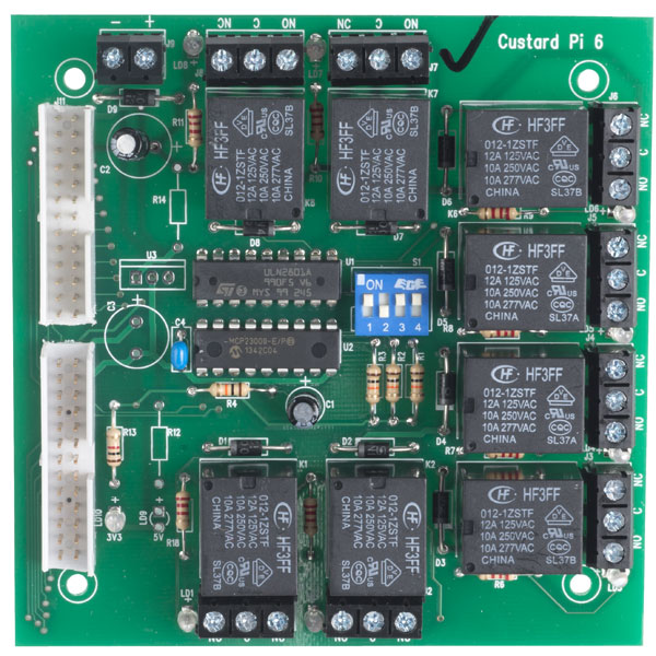 Custard Pi 6 Ready Built 6 Relay Card Ribbon Connector Raspberry Pi B