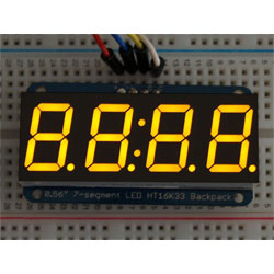 Adafruit 879 0.56 4-Digit 7-Segment Display with I2C Backpack Yellow