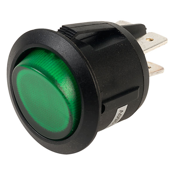 SCI R13 244B GREEN DPST Illuminated Snap in Rocker Switch Green