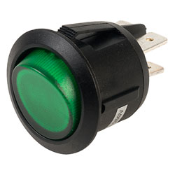 SCI R13-244B GREEN DPST Illuminated Snap-in Rocker Switch Green